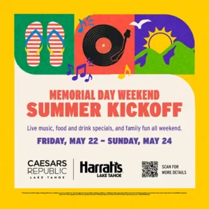 Kick off summer Memorial Day Weekend at Caesars Republic & Harrah’s Lake Tahoe with live music, DJs, cocktail garden vibes, BBQ, and family-friendly fun all weekend long.