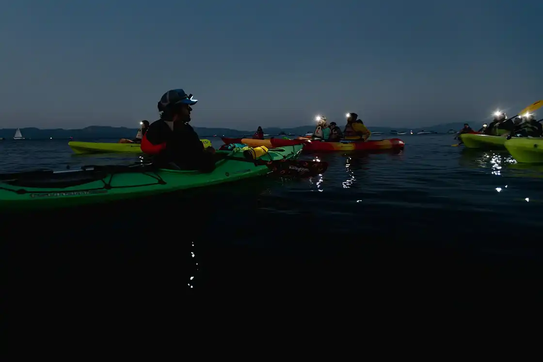 Illuminated Full Moon Kayak Tour South Lake Tahoe El Dorado Beach